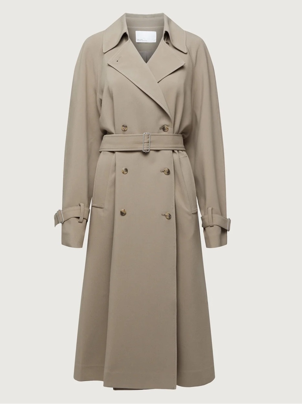 Oak + Fort Oversized Trench Coat Olive Double Breasted Size XS - Picture 2 of 13